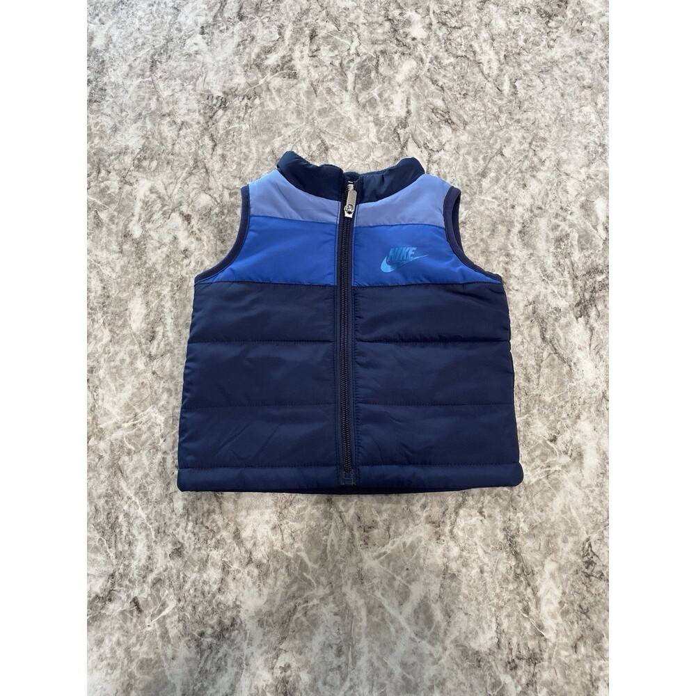 Nike Puffer Vest Full Zip Infant 6 Month Sleeveless Blue Color Block